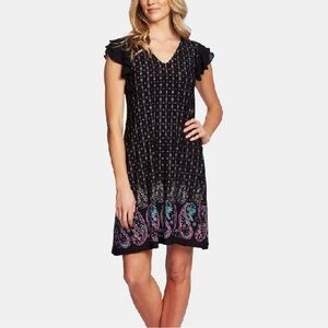 Cece Black Dress with Paisley Hem